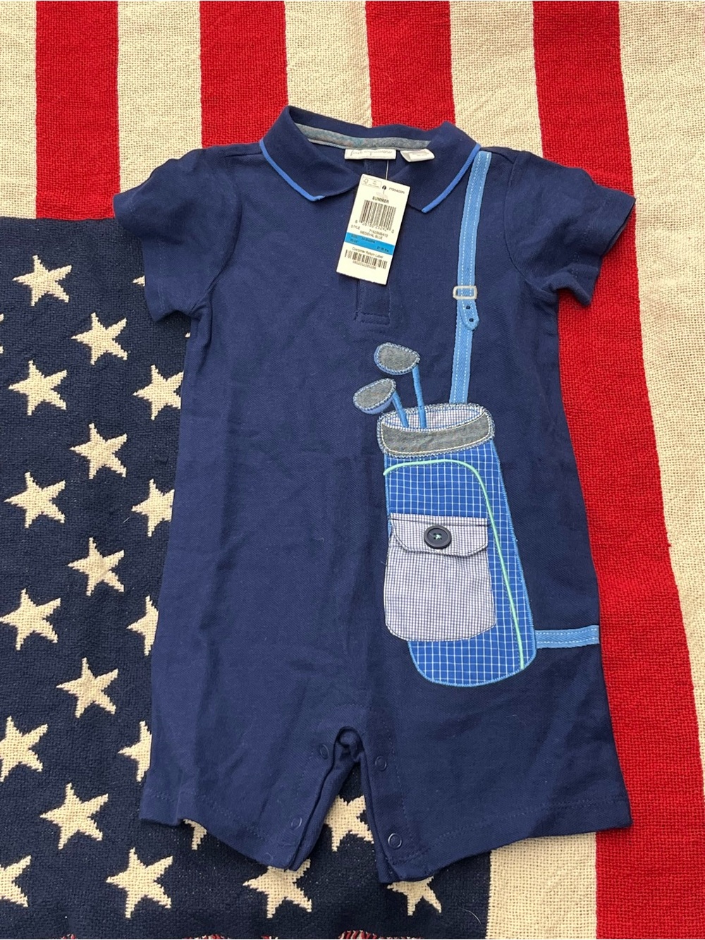 First Impressions Navy Blue Golf Bag Romper Size 24 Months New with Tags